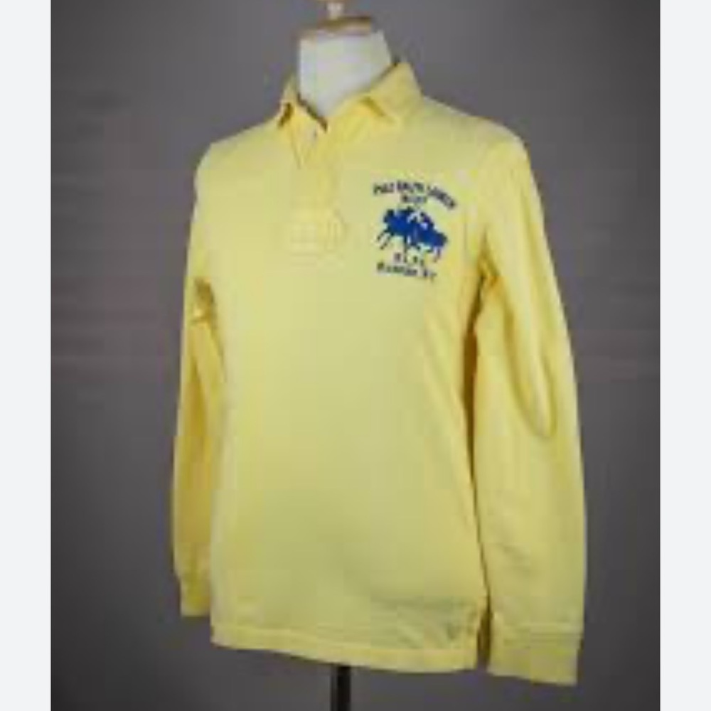 POLO RALPH LAUREN men’s Yellow Long Sleeve Cotton Shirt small